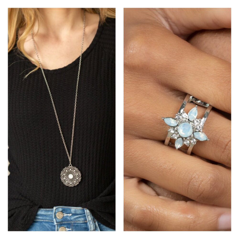 Opal White Necklace and Ring